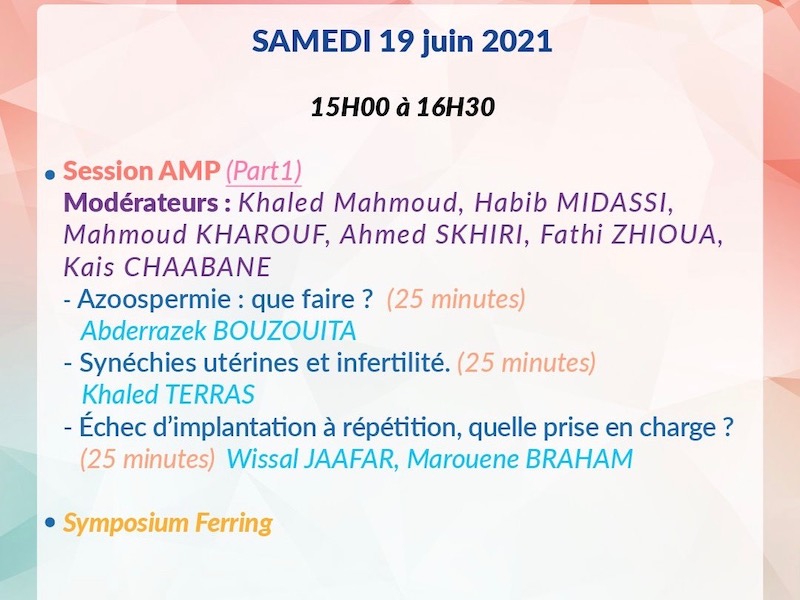 Programme session 1 de PMA au congrès de Bizerte AGOB 2021